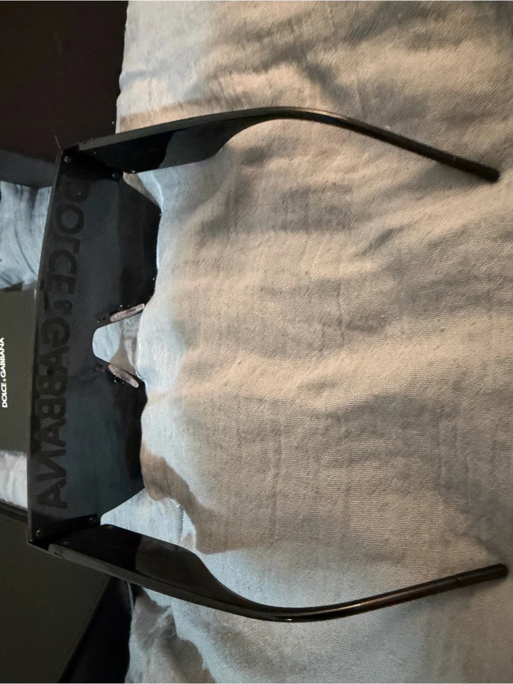 Dolce & Gabbana Black Shield Sunglasses with White Logo-worn twice